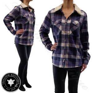 Soho Threads Women's Blue Plush Shirt Jacket NWT